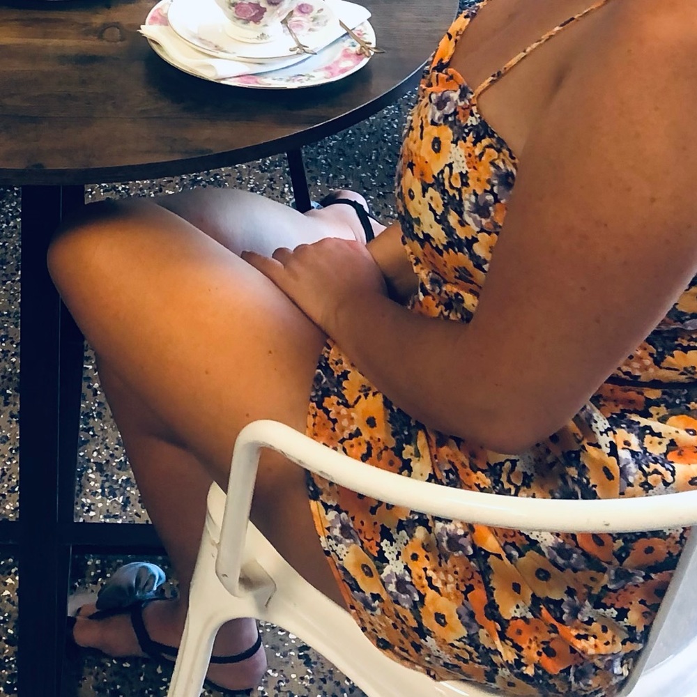 Orange and purple floral dress